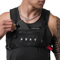 Running Chest Rig Gym Bag Mens Hip Hop Streetwear Waist Bag Tactical Vest Pack Mobile Phone Holder Workout Fitness Sports Bags 1