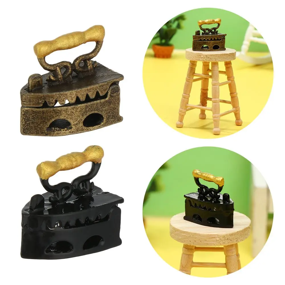 1:12 Scale Dollhouse Miniature Iron Furniture Ironing Clothes Mini Vintage Tool Scene Model Playing House Gift Doll Accessories 3