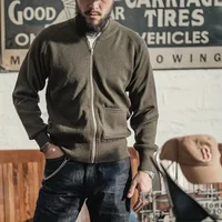 Rugged Bronson WWII USAAF C-2 Flying Sweater Men's Plain Raglan-Sleeve Woolen Cardigan 1