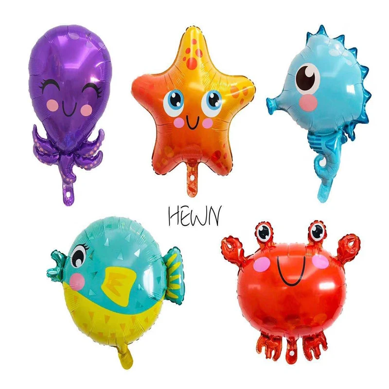 

Cartoon Q Version Marine Animal Balloon Helium Seahorse Starfish Pufferfish Children's Birthday Party Decoration Baby Shower