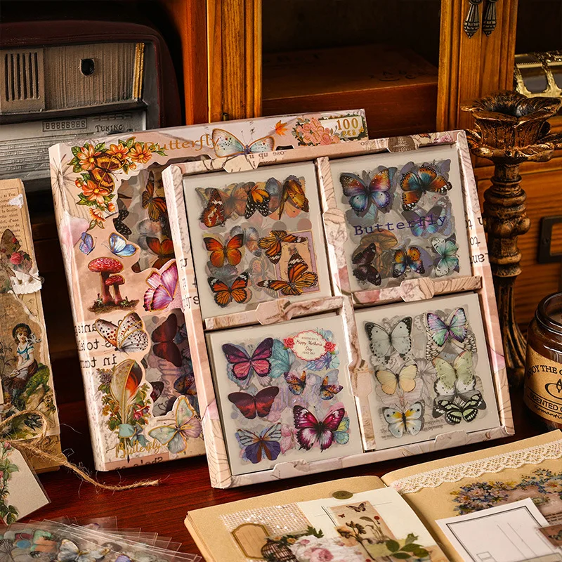Retro Floral Stickers Set for DIY Crafts Scrapbooking