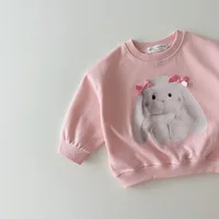Spring New Baby Long Sleeve Cartoon Sweatshirt Infant Girl Cute Rabbit Print T Shirts Toddler Casual Versatile Tops Kids Clothes 6