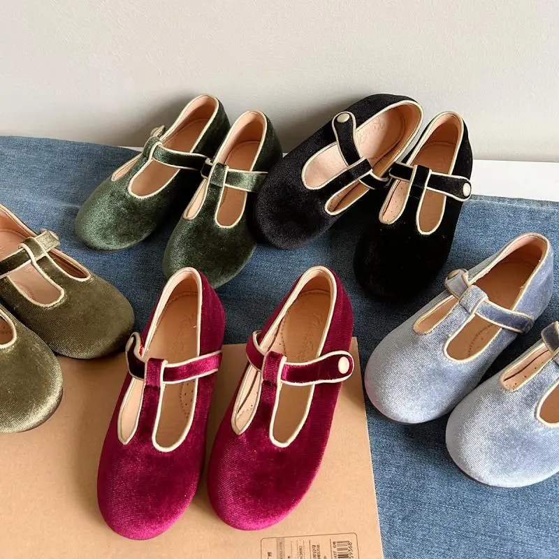 Autumn Winter Velvet Sweet Cute Casual Baby Girls Shoes Non Slip Solid Color High Quality Children Princess Shoes