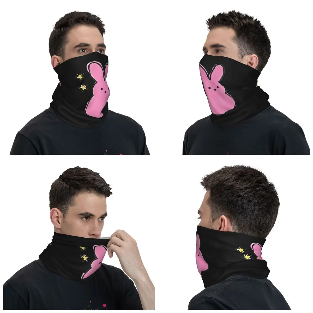 Lil Peep Bunny Bandana Neck Gaiter Printed Rap Balaclavas Mask Scarf Warm Headband Outdoor Sports for Men Women Adult Breathable