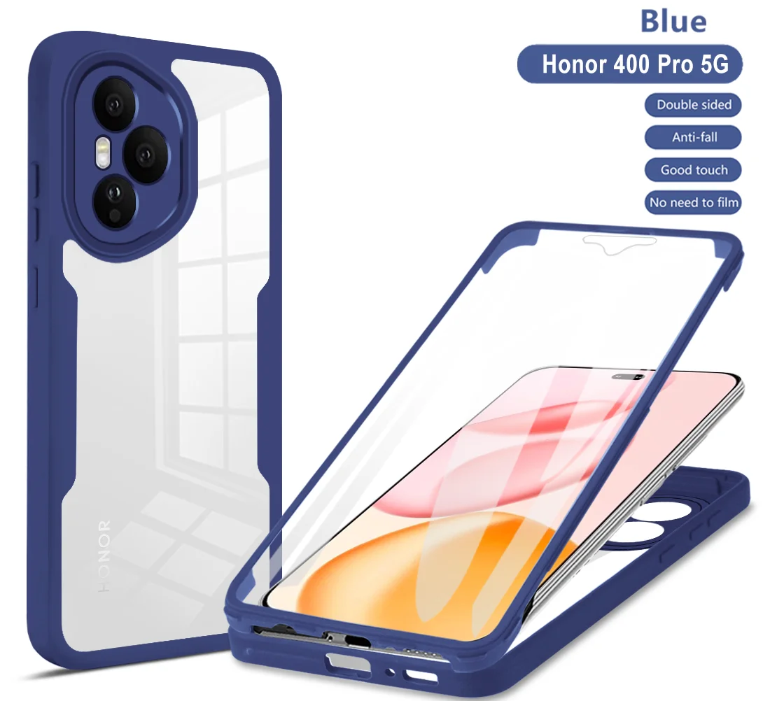 Enhanced Double-Sided 360° Full-Coverage Transparent TPU PC Anti-Fall Case