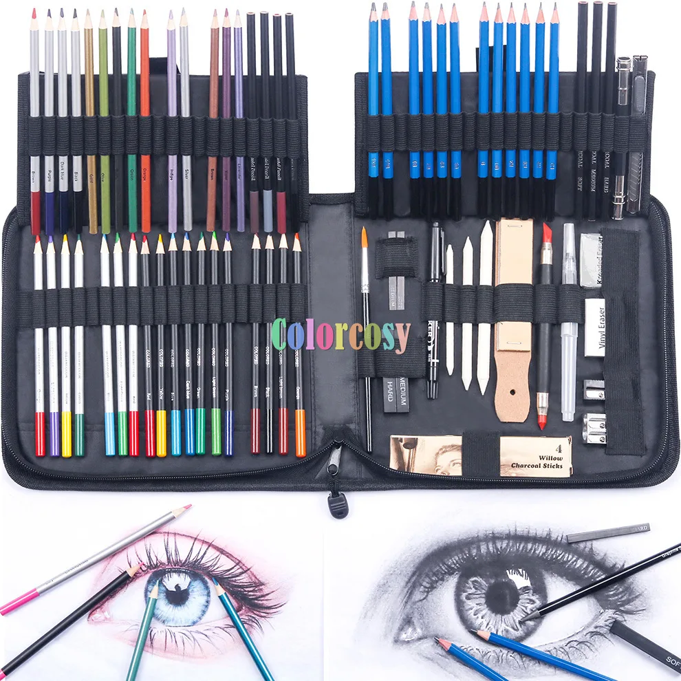 83-piece Professional Drawing Pencils And Sketch Art Supplies Includes  Colored Pencil Sketch Charcoal Pastel Pencil Sharpener Eraser Sketch Paper  Port