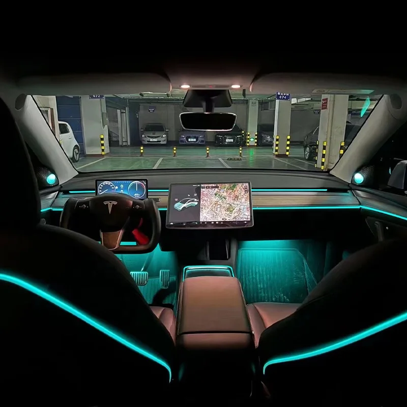 Factory Price Car Accessories Carved Lamp Dashboard 128 Color Led Light Ambient Light For Model3/Y