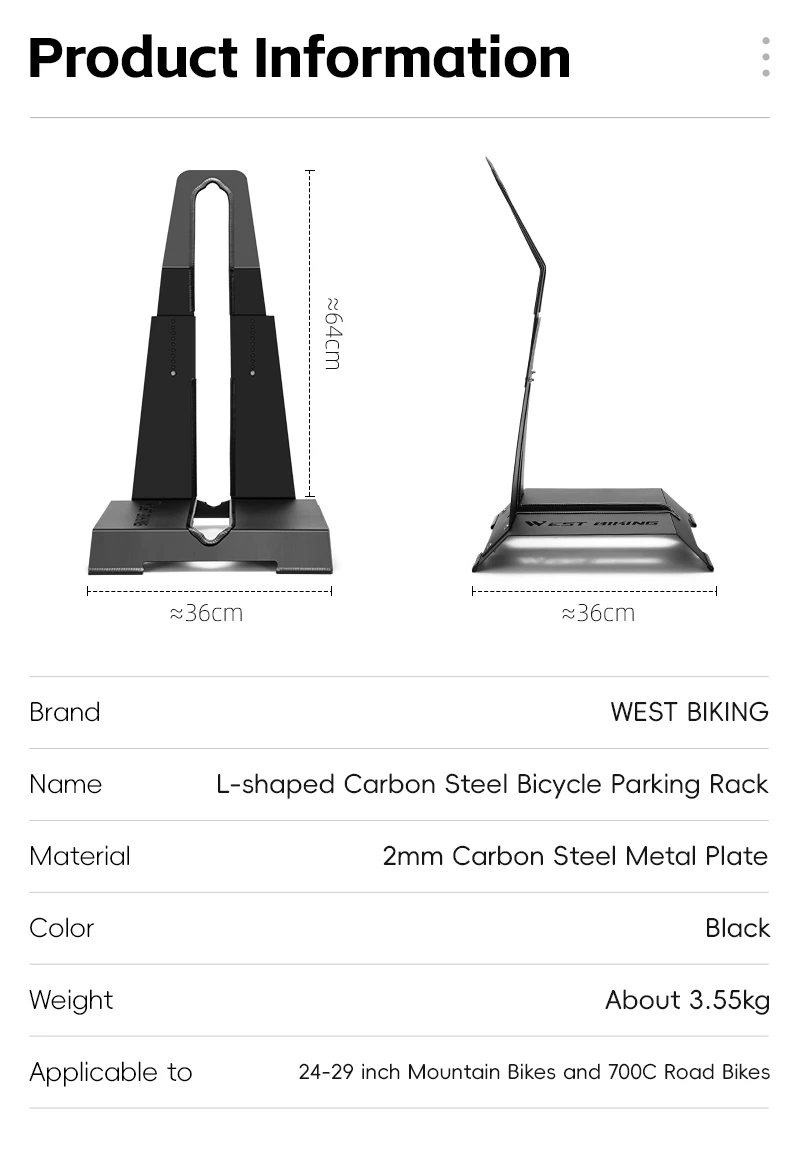 WEST RADFAHREN Fahrrad Park Racks Für 24-29 Zoll MTB/700C Rennrad Fahrrad Einstellbare Boden Stehen Carbon stahl Fahrrad Zubehör – Detail 3