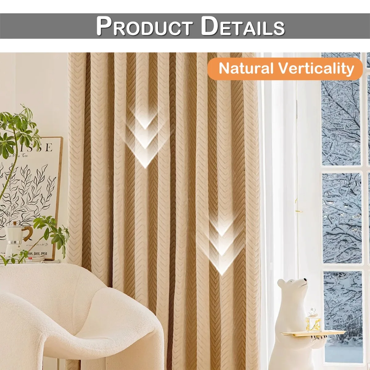 Blackout Thermal Curtains - Heavy Duty Quilted Window Drapes for Living Room