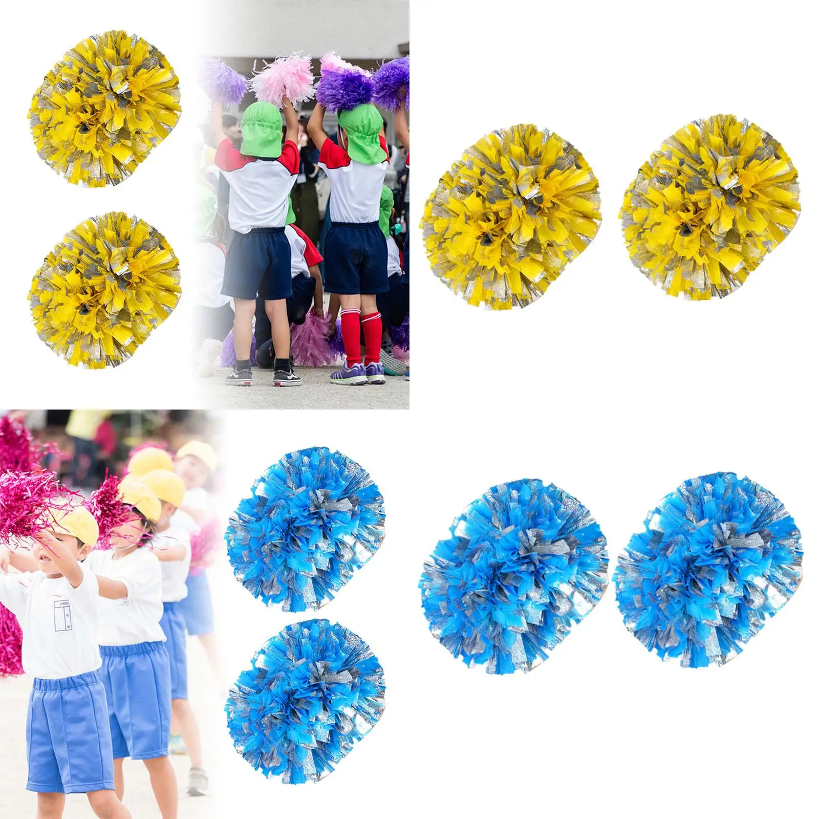 2Pcs Cheerleading Pom Poms Cheer Poms for Team Ceremony Stage Performance
