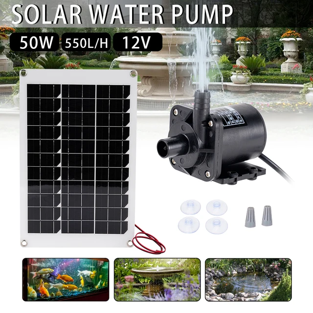 50W Napenergia -Vízszivattyúk Kefe Nélküli Napelemes Halak Vízmedence Készlet 12 V Kerti Dekoráció Medence Motoros Szökőkút - Image 2