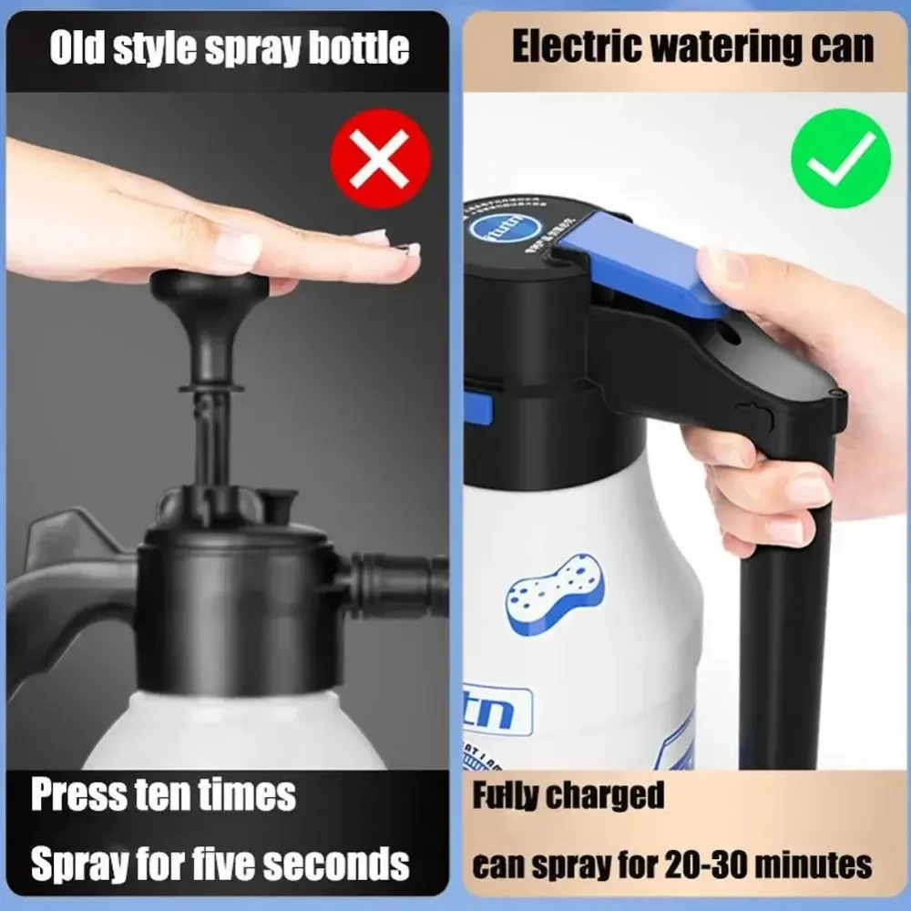 DIY Cartoon Sticker 1.5L Electric Car Wash Foam Spray Bottle Car Borne Handheld Spray Sprinkler Effortless Wash Tool