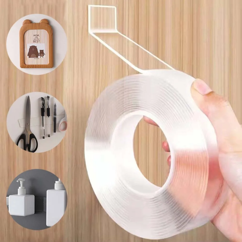 

Transparent Double Sided Tape Nano Tape Waterproof Seamless Wall Stickers Reusable Heat Resistant Bathroom Home Decoration Tapes