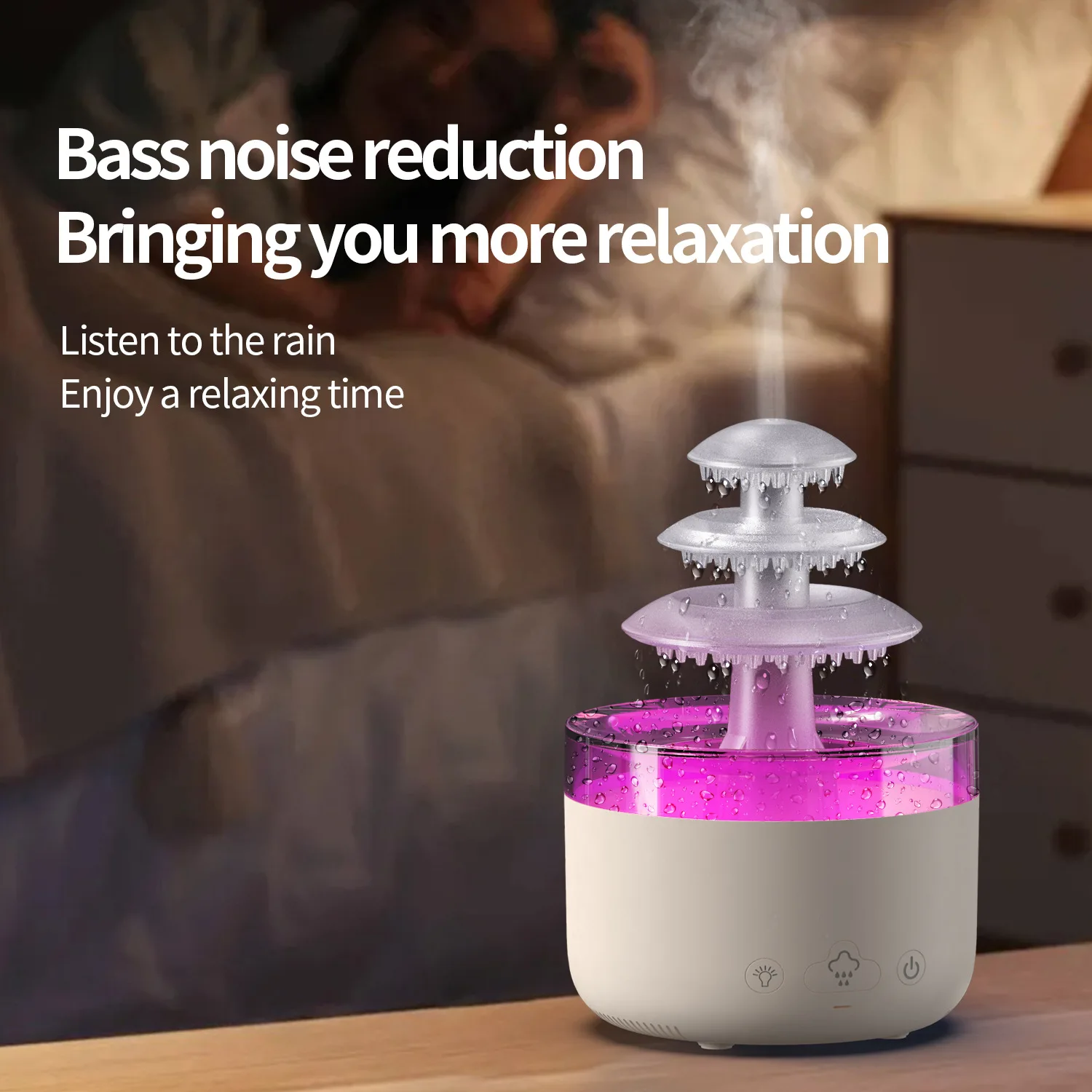 Relax Cloud Rain Diffuser Humidifier Raindrop Aroma Essential Oil Machine Remote Control Ultrasonic Humidification Colorful Lamp