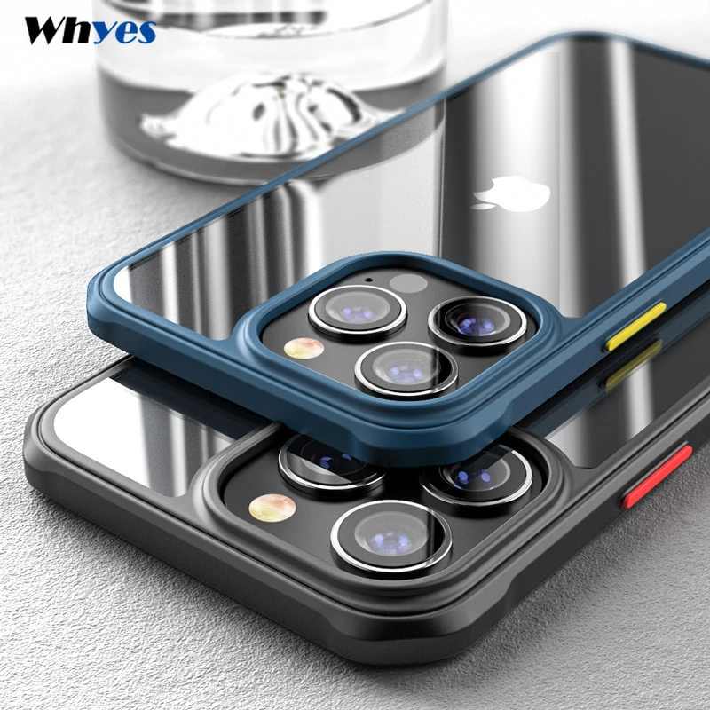 Luxury Silicone Clear Case for iPhone 11 12 13 Pro Max XR XS X 7 8 Plus SE Mini Contrasting Color Buttons Shockproof Armor Cover cheap iphone xr cases