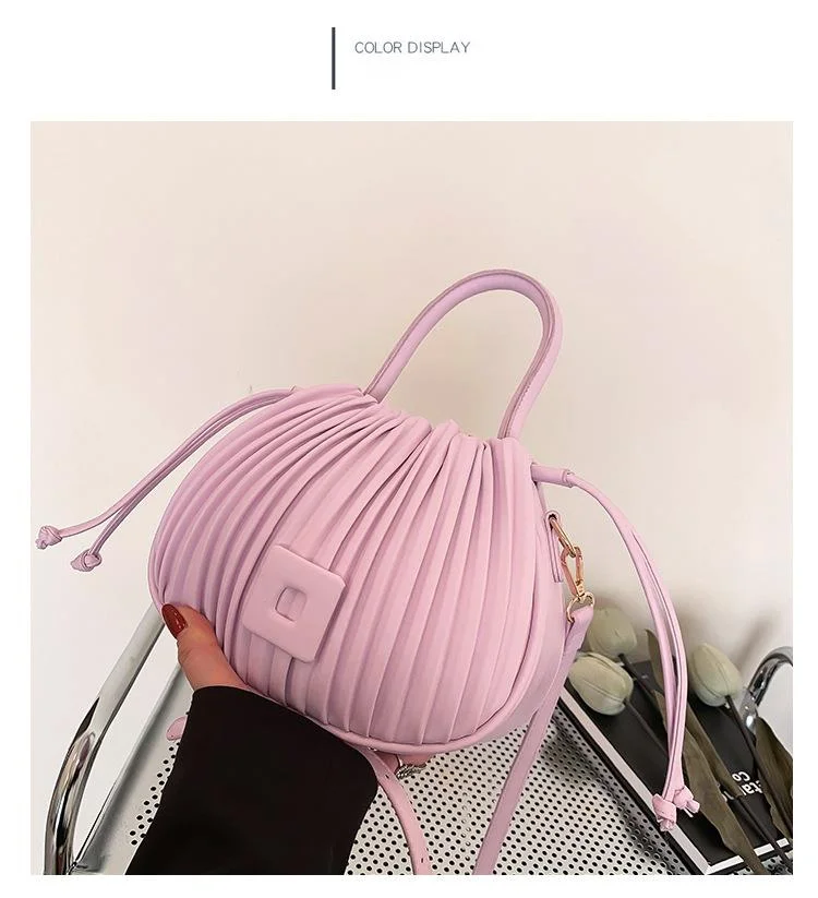 Borsa a secchiello plissettata da donna borsa a tracolla versatile_voghion.com