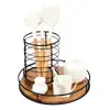 Durable Wooden Turntable Wooden Rotating Tray Rustic Wooden Turntable Tray Set for Kitchen Bathroom for Pantry for Soap 6
