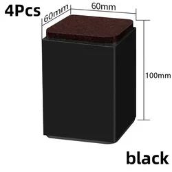 Set of 4 Metal Furniture Lifter Feet - Heightening Pads for Tables, Chairs, Desks, and Sofas - Floor Protector and Elevator (Square - black - 100mm)