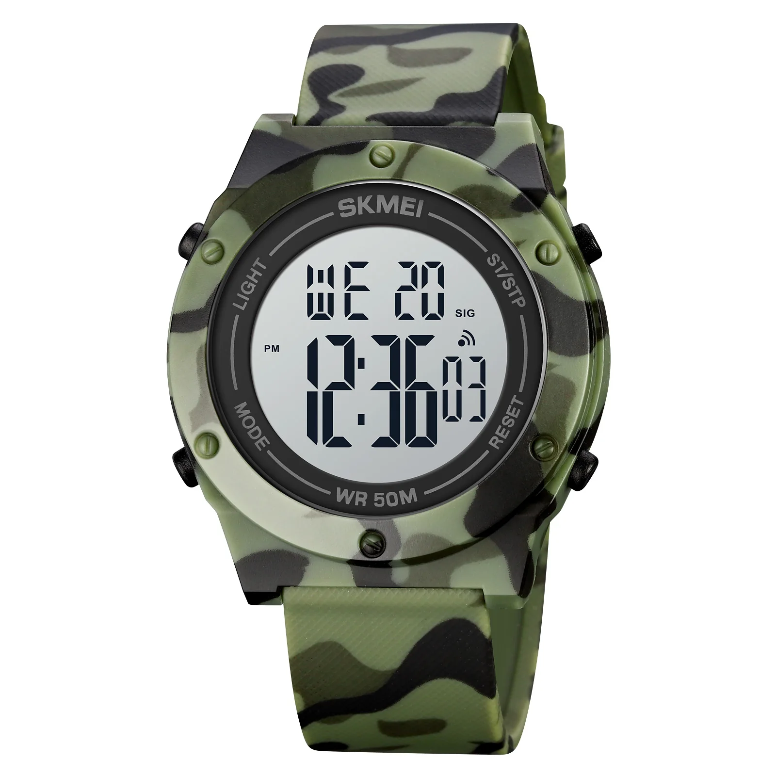 SKMEI New Outdoor Sports Alarm Clock Chronograph Army Green Electronic Watch Men's Waterproof Anti-fall Luminous Watch 1772