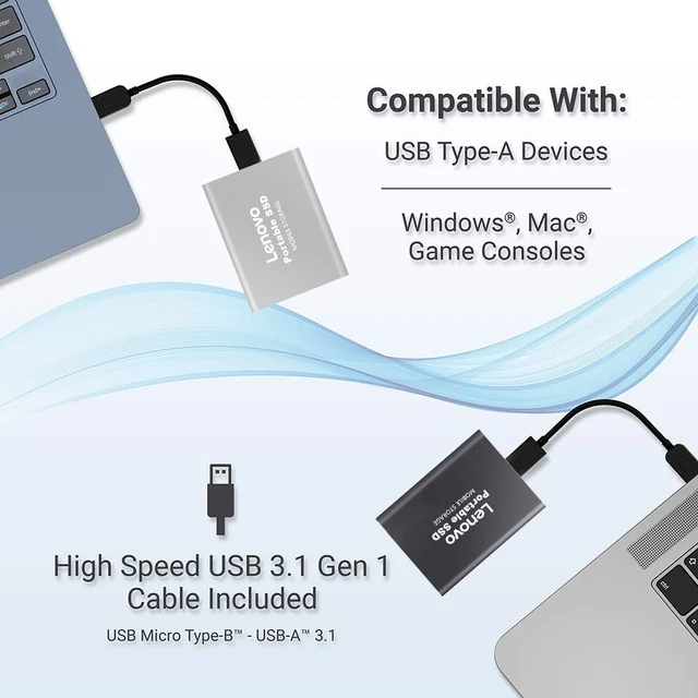 레노버 외장 하드 드라이브 - 고속 SSD, 휴대용 외장 SSD 하드 디스크, 64TB, 16TB, 8TB, 4TB, 2TB, 1TB, ps4, ps5 용