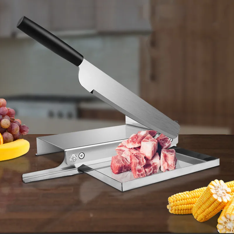 Home Kitchen Frozen Meat Slicer Manual Stainless Steel Lamb Beef Cutter Slicing Machine Automatic Meat Delivery Nonslip Handle bbq thermometer stainless steel meat temperature meter food kitchen cooking instant read pocket probe for lamb beef kitchen tool
