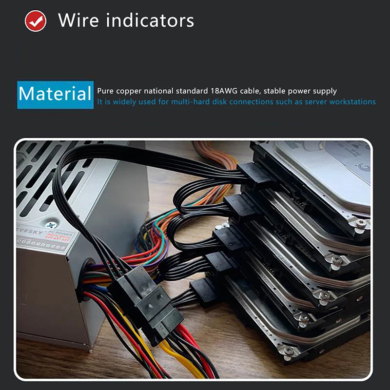 de alimentação SATA, IDE Molex para 5-Port,