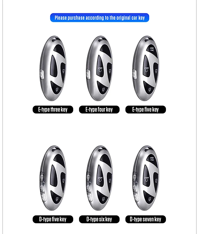 3 4 5 6 7 Buttons ABS + Silicone Car Key Case Cover Remote Key Protect Shell for Hyundai Kona Ev Grandeur GN7 IONIQ 6