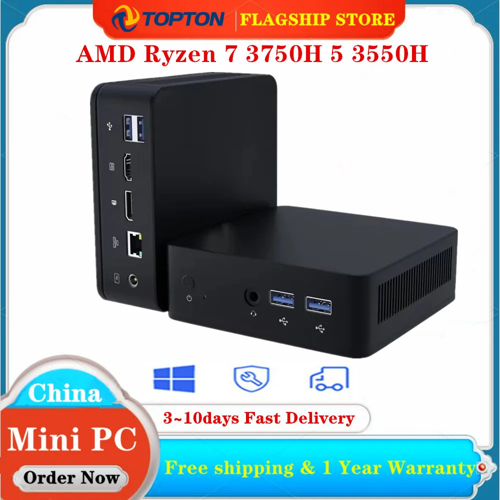 Topton Cheap Gaming Mini PC AMD Ryzen 7 3750H 5 3550H Barebone Computer