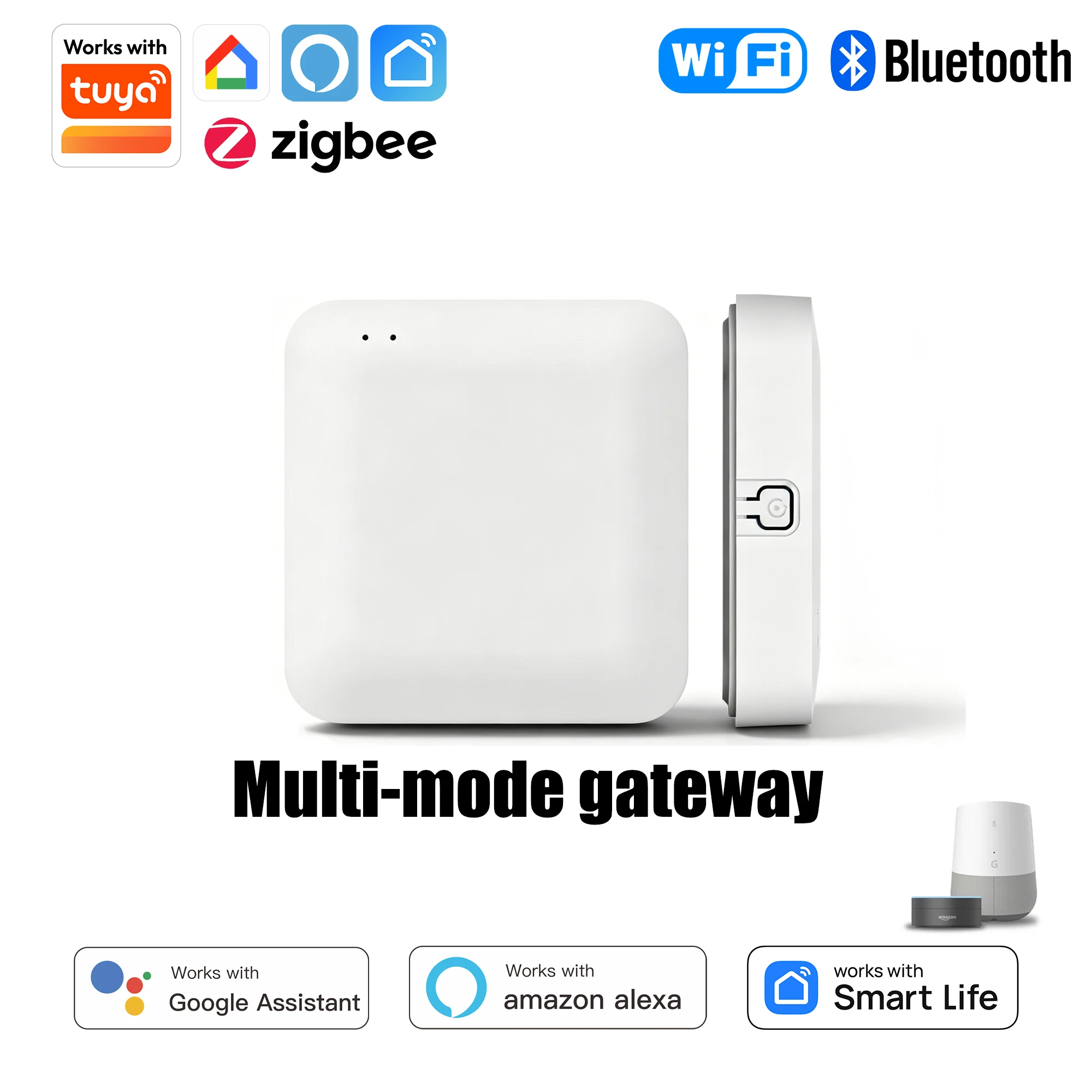 Tuya Multi-mode Smart Gateway, 3-in-1 Zigbee Bluetooth WiFi Hub, Works with Alexa Google Home & Smart Life App