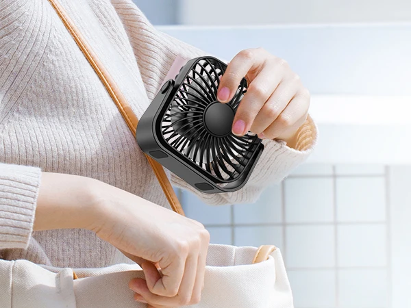 TOPK 4 Zoll tragbarer USB-Mini-Ventilator für Camping, 3 Geschwindigkeiten, leiser Schreibtisch, Tisch, persönlicher Ventilator, 360 ° Anpassung der Standventilatoren für den Raum zu Hause – Detail 5