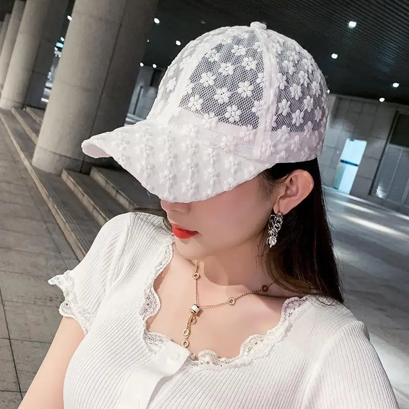 

Summer Lace Hat Cotton Baseball Cap for Women Men Breathable Mesh Snapback Hat Hip Hop Fashion Female Caps Dad Hat Adjustable