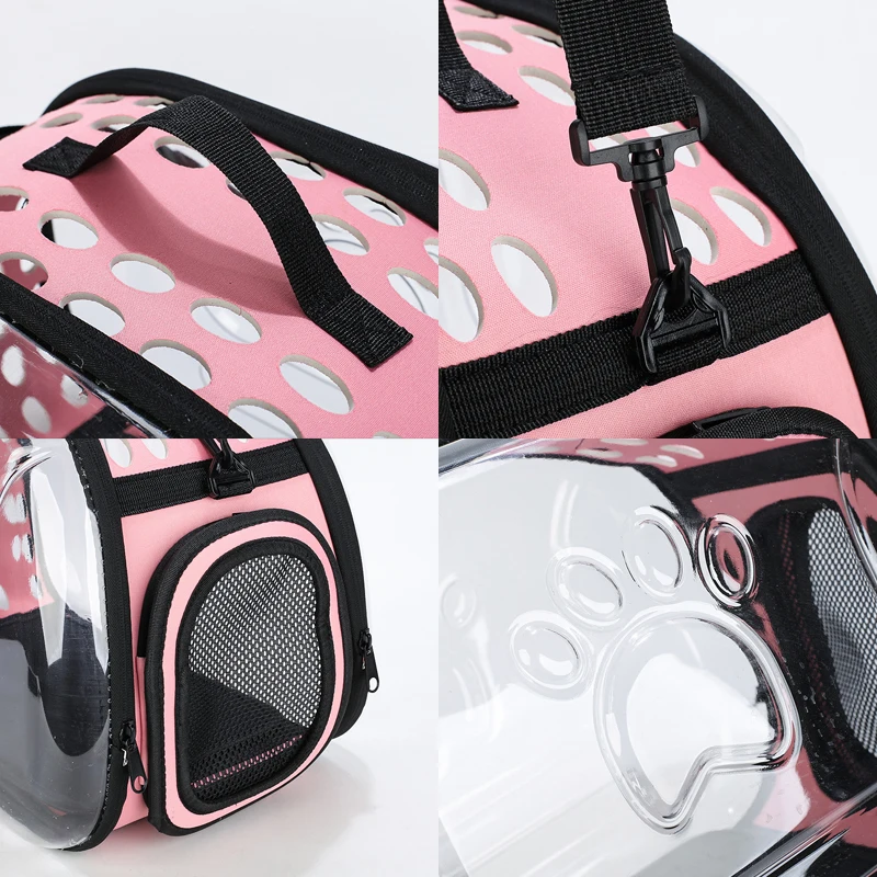 Transparent Foldable Outdoor Pet Travel Carrier Bag Portable Foldable Transparent Handbag Carrier Shoulder Travel Bag