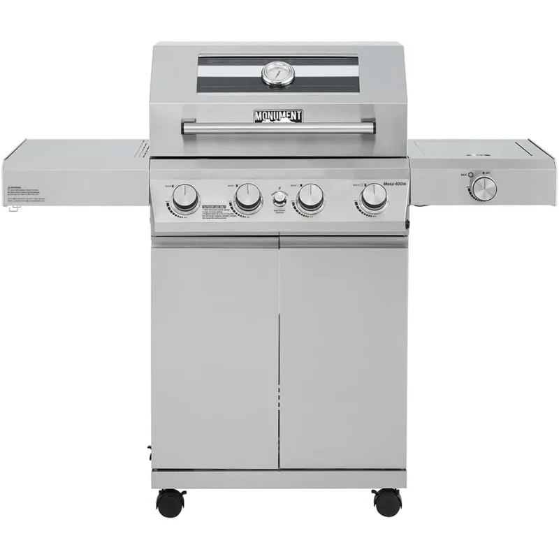 Monument 4-Burner Propane Gas Grill with Side Burner