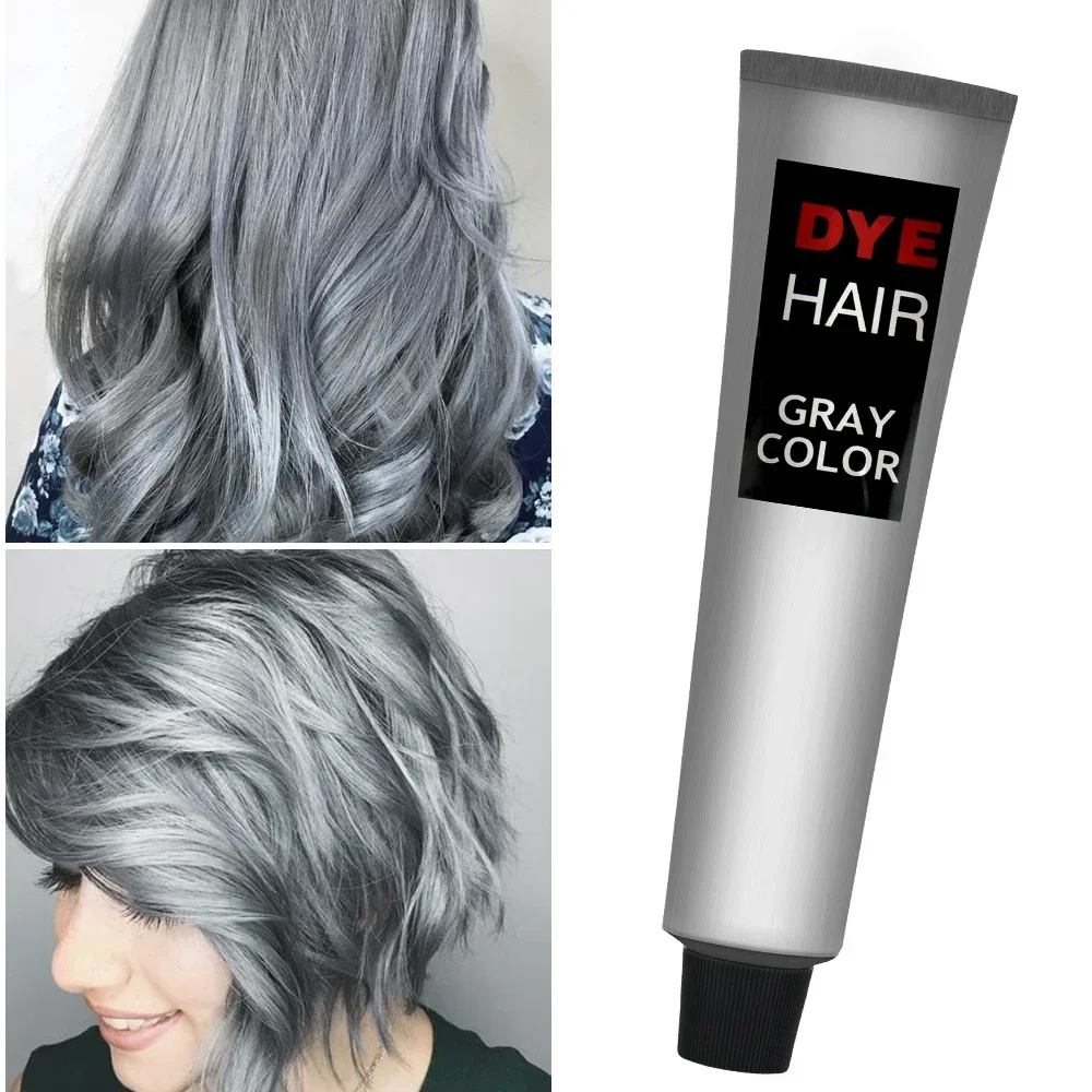 100ml Light Grey Silver Permanent Hair Dye Color Cream Unisex Hair Creams Gray Color Hair Dye Cream Unisex Smoky Gray Punk Style