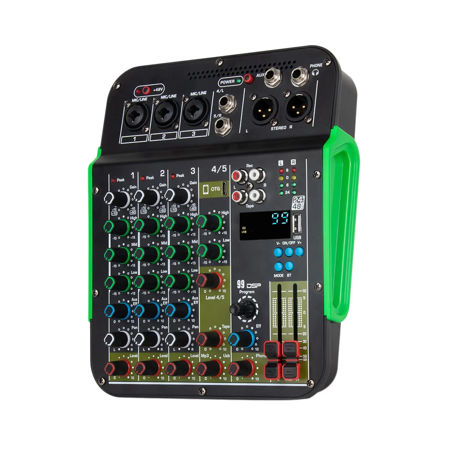 

5 Channel Mixer Digital Mixer MP3 Player for Studio Recording Durable USB Instant Listening Multifunctional Sound Mixing Console