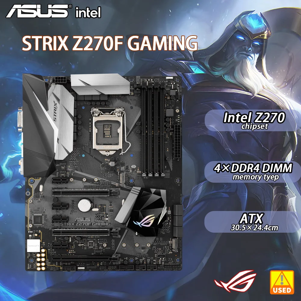 

ASUS LGA 1151 Motherboard, ROG STRIX Z270F GAMING, DDR4 ATX, Intel Z270 Chipset, Supports for i3 6100 6300 i5 6500 6500T 6700