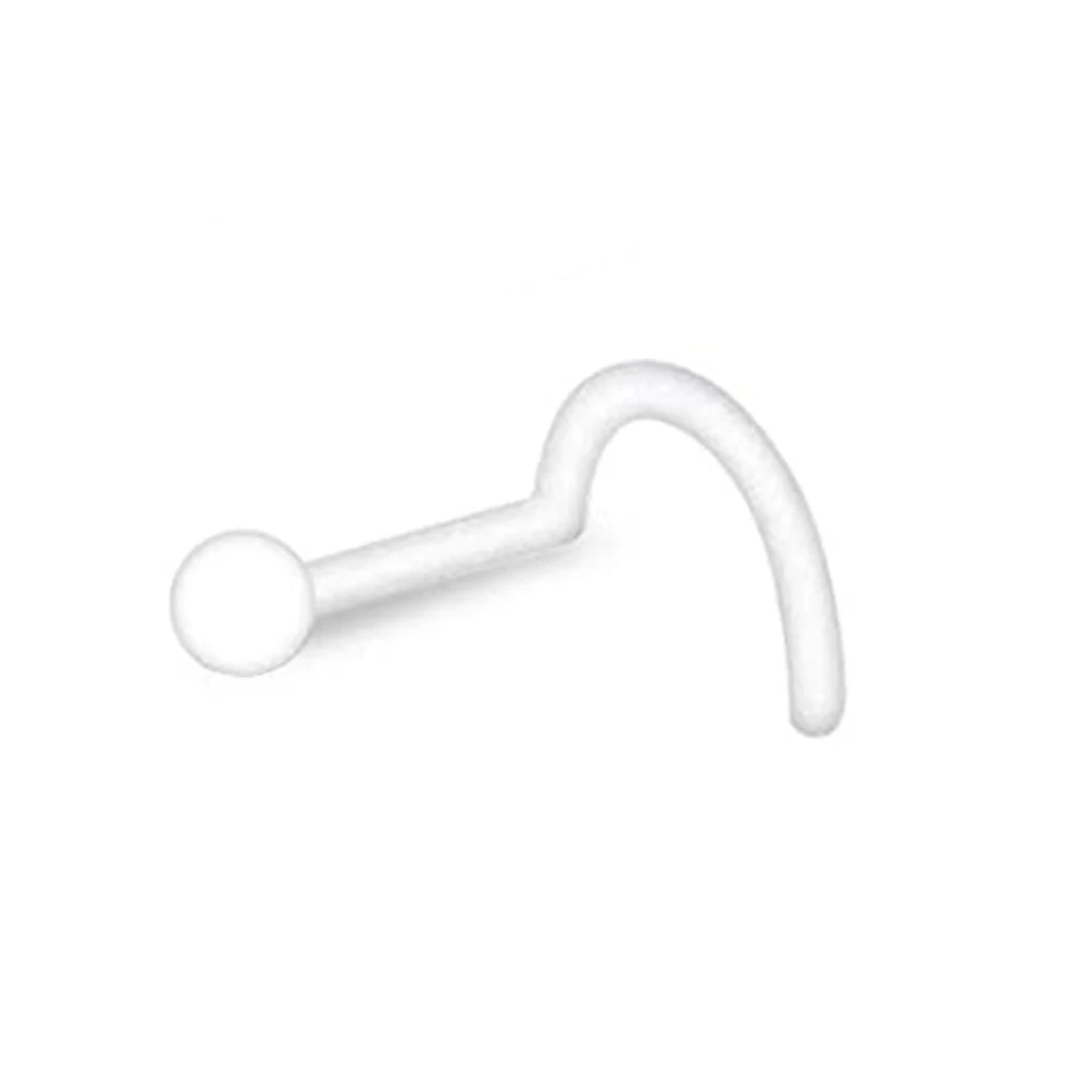 Anelli Per Naso Trasparenti Borchie A Forma Di L Fermaglio Per Piercing Naso Flessibile Osso Carne Colore Della Pelle Narice Per Lavoro 18g 20g Flat Top 2mm - Foto 10