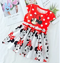 

New Baby Girls Shortsleeve Minnie Print Dresses Clothes Kids Summer Princess Dress Children Party Ball Pageant Dress Outfit 1-6Y
