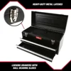 20-Inch Black Steel 2-Drawer Tool Box Chest with Lid Ergonomic Handle Secure Latches Ball-Bearing Slides Garage Workshop Storage 3