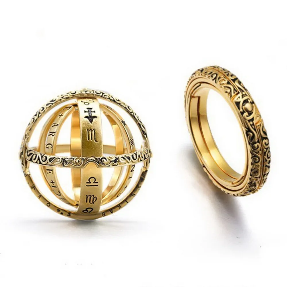 Finger Ring Vintage Astronomical Ball Rings For Women Men Creative Complex Rotating Cosmic Finger Ring Jewelry