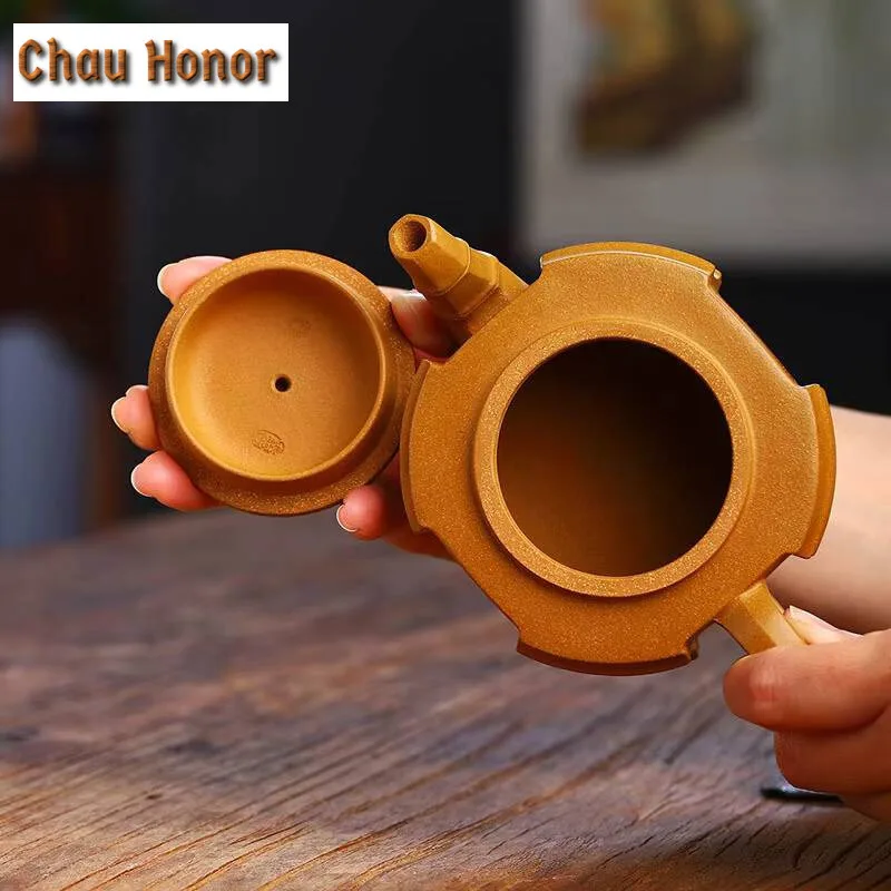 260ml Chinese Yixing Raw Ore Old Golden Section Mud Zisha Teapot Handmade Household Filter Pot Tea Ceremony Drinkware Customized