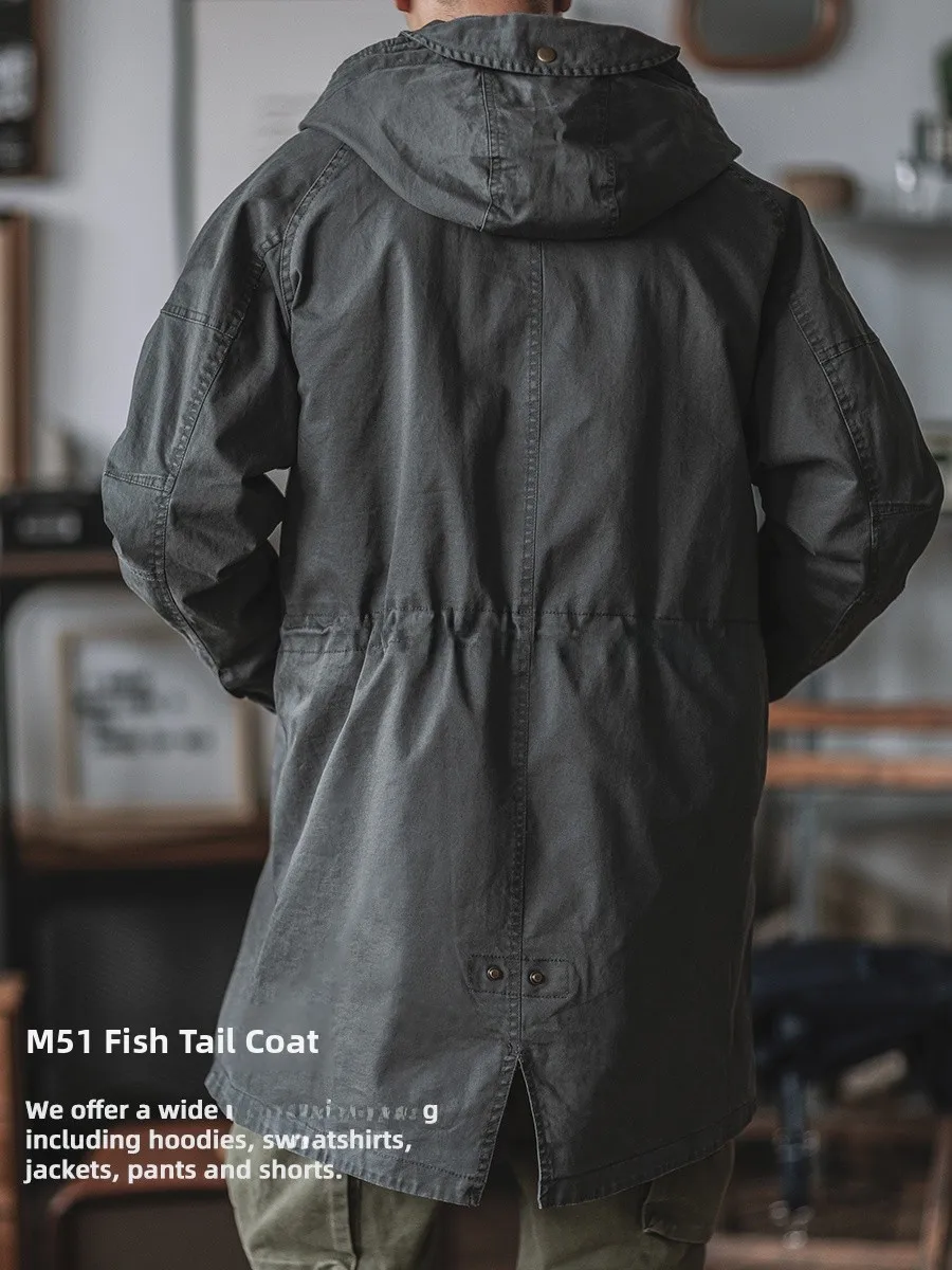 Retro American Military een M5 Fi Tail Parka Workwear Jaet Ameika Sle Mid-Length Coat Autumn Winter Men's Faion