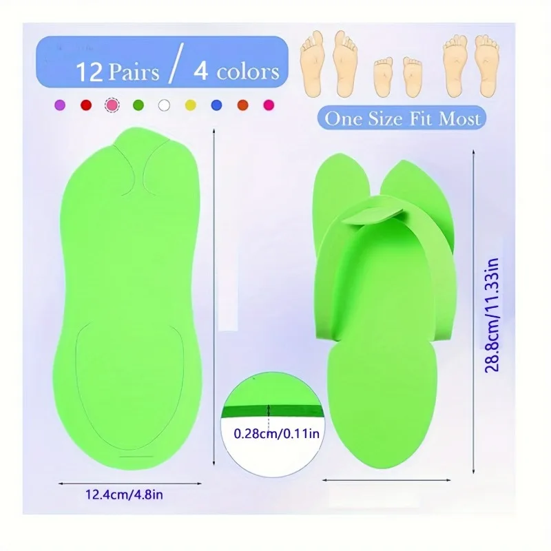 12 Pairs/bag Randomly mix colors Manicure Foot Slippers, Pedicure Slippper, Flip Flops For Salon Nail Spa