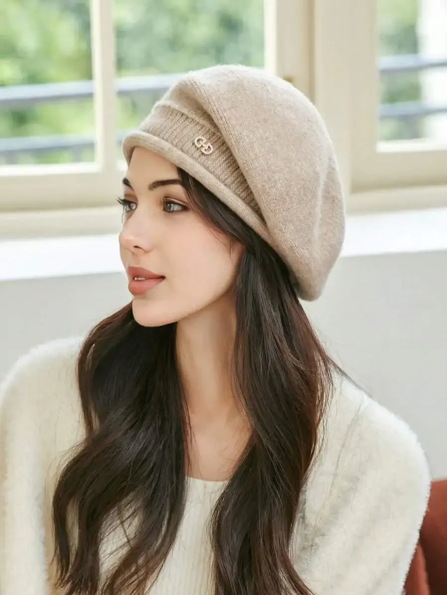 Women's Beret Hat Elegant Autumn Winter Warm Painter Style_voghion.com
