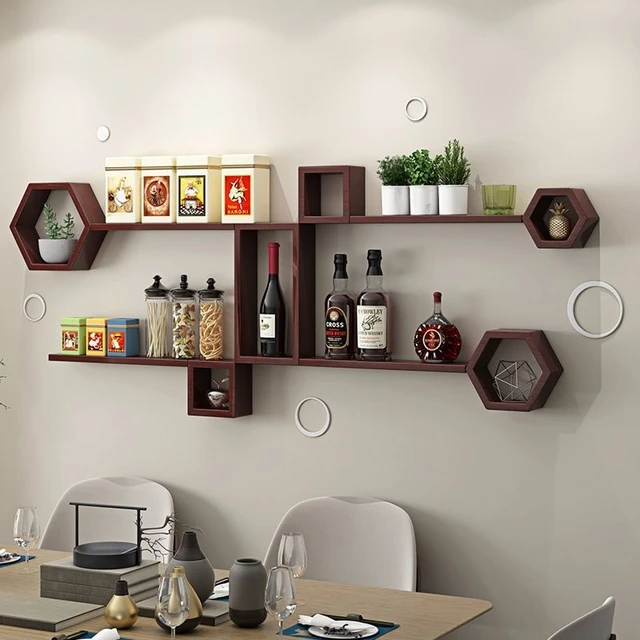 Interlock Floating Shelves, Wooden Wall Organizer Hanging Shelf