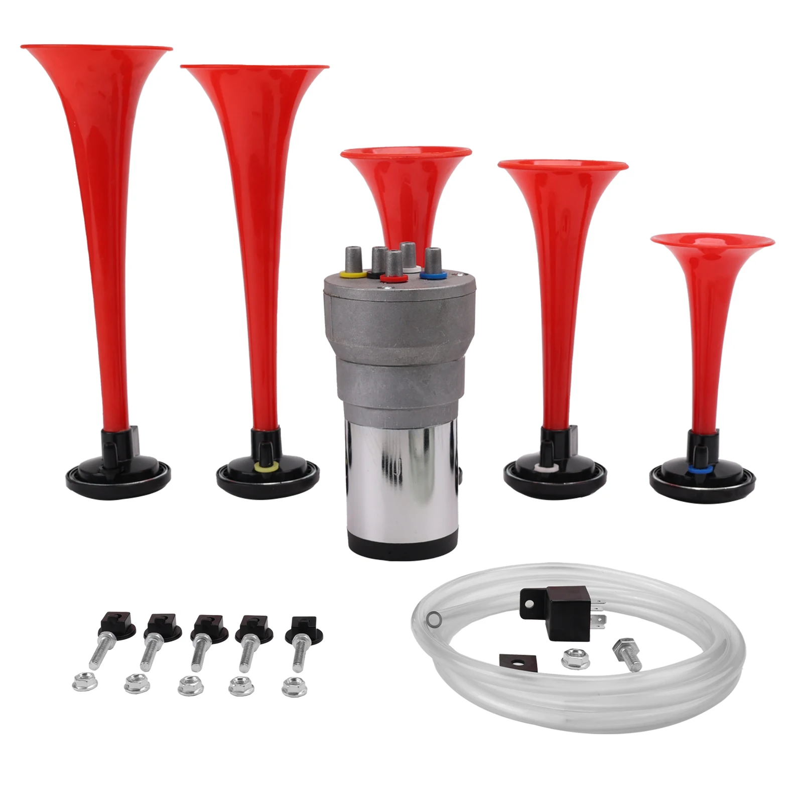 

FARBIN Universal 12V Super High Voice Music 120DB Air Horn Multi-Tone Five Tube For Motorcycle Car Truck Boat Steam Whistle