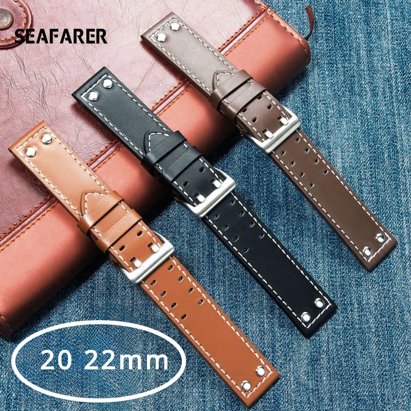 Accessori Per Orologi Cinturino In Vera Pelle Bovina Per Hamilton Muslimah H70655733 Khaki 22Mm 20Mm Cintura Impermeabile Sport