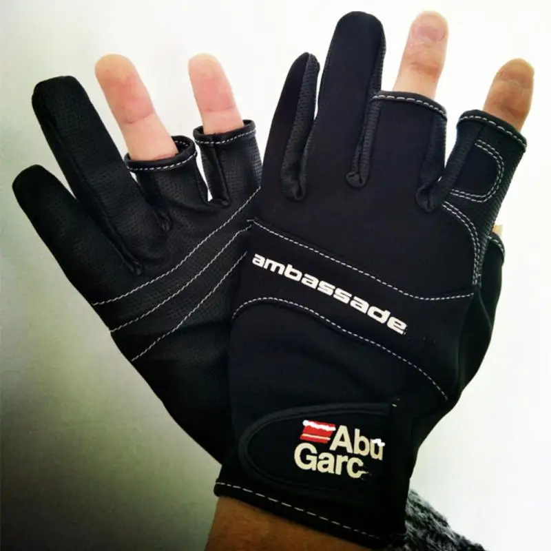Garcia Gloves Fishing Gloves Three Fingers Cut Lure Anti-Slip Leather Outdoor Sports Cycling Fingerless