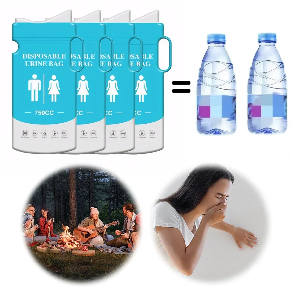 750ml Disposable Urine Bag Travel Urinals with Handle Outdoor Emergency Urinate Bags Leakproof Self Sealing for Camping Hiking