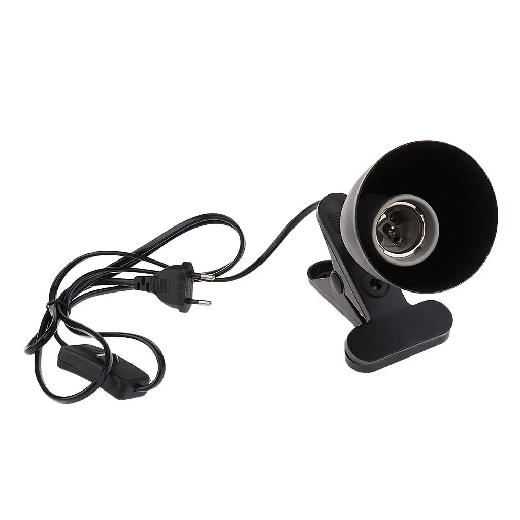 Reptile Heat Lamp Holder Ceramic Socket UVB Bulb Fixture Adjustable Clip on for Terrarium Lighting Setup